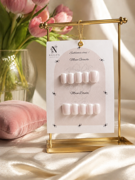 White Glow - Clean & Blush Girl - Press On by Nailza